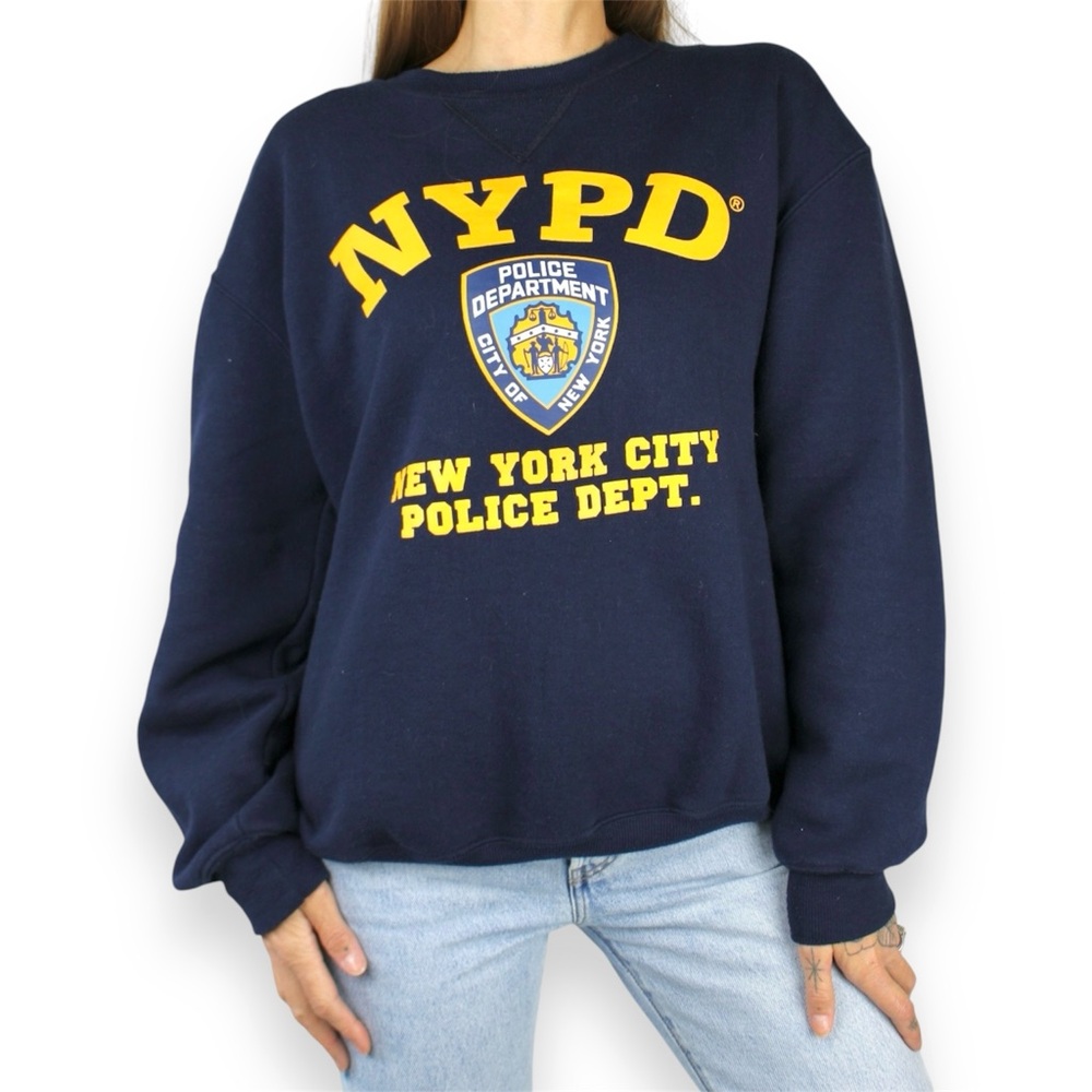 Official NYPD Oversized Navy Blue Crewneck Sweatshirt • Sz L